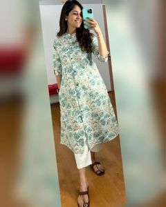 Conjunto de pantalón y Kurta digital con estampado de algodón puro de diseño regular ODM/OEM a precio mayorista - Product Image 2