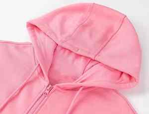 Sudadera con Capucha Personalizada, Informal, de Felpa Suave, Color Rosa, con Cierre de Cremallera en el Hombro - Product Image 6