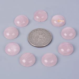 Pierre de quartz rose de 16 mm, pierre ronde à dos plat, cabochon, pierre en vrac, cabochon, fabrication de bijoux DIY - Product Image 1