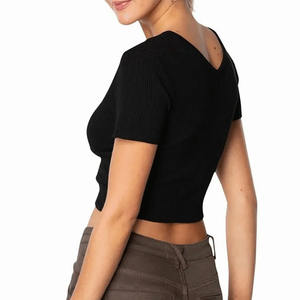 Camiseta Corta de Gran Tamaño para Mujer, Manga Corta, Personalizada, Spandex/Poliéster/Algodón, Ecológica, Transpirable, con Logotipo Frontal - Product Image 5