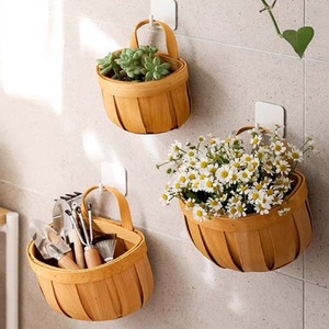 Venta al por mayor hecha a mano de madera natural media redonda cesta de almacenamiento de cocina soporte de cesta de cosecha diseño único de Vietnam - Product Image 5