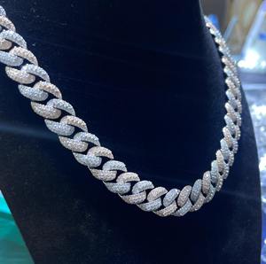 Cadena Cubana de Plata de Ley 925 Chapada en Oro con Moissanita VVS Estilo Popular, Joyería Masculina de Moda Hip Hop, India - Product Image 4