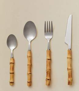 Ensemble de couverts classiques de luxe en acier inoxydable, couteau à steak, fourchette, cuillère, manches en bois, polissage miroir élevé, portable, réutilisable, pour les fêtes - Product Image 4