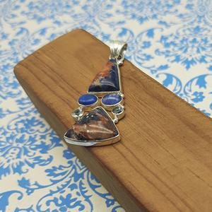 จี้เงินสเตอร์ลิง925อัญมณีสีฟ้า sodalite เครื่องประดับทำด้วยมือเงินอัญมณีจี้เครื่องประดับเงิน Sodalite สำหรับสร้อยคอ - Product Image 3