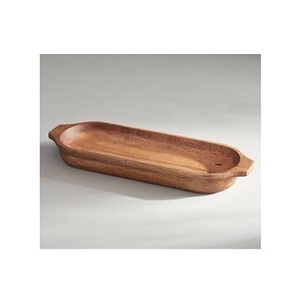 ถาดไม้หรูหราทรงกลมปี 2024 ทำจากไม้กระถินเทศและไม้บีช สำหรับเสิร์ฟกาแฟ นม ขนม เค้ก ชีส ของว่างสำหรับเด็ก ผลไม้ และอาหาร จากประเทศอินเดีย - Product Image 3