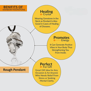 จี้มูนสโตนสีรุ้งทำด้วยมือเครื่องประดับคริสตัลฮวงจุ้ยอัญมณีพลังงานขัดเงามีสไตล์ลวดห่อของขวัญเพื่อการรักษา - Product Image 2
