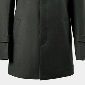 Manteau long pour homme en laine 100% sur mesure, coupe classique, coupe ajustée, haute qualité, avec garniture en fourrure de renard véritable, col rabattu en olive, vente en gros - Product Image 3