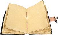 Diario de cuero vintage A5 de la serie Potter con encuadernación cosida, papel de algodón con borde deshilachado y cierre de piedra - Regalo