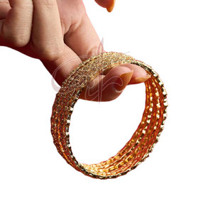 Low MOQ <b>Gold</b> Plated <b>Solid</b> Color Trendy Women's <b>Bangles</b> Unique Design Private Label Gift Option for Online Sale - Product Image 1