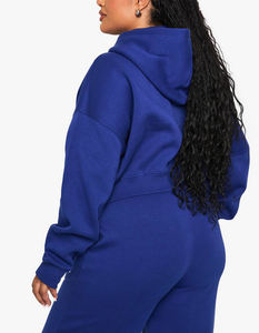 เสื้อฮู้ดครอปท็อปสตรีทแวร์ไซส์ใหญ่ราคาส่งถูกสำหรับฤดูใบไม้ร่วงและฤดูหนาว ลวดลายพิมพ์แบบ Acid Wash พร้อมโลโก้สั่งทำพิเศษ ซิปด้านหน้า - Product Image 6