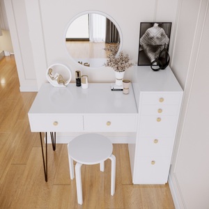 Modern BTD68013 Vanity Table with Built-In <b>Storage</b> Cabinet Solid Wood Metal <b>Chest</b> of Drawers for Living Room Bedroom Hotel - Product Image 6