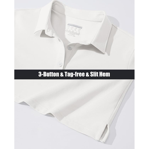 Polo de Golf transpirable para mujer, camisetas de algodón ligero de talla grande que absorbe la humedad, camiseta de manga larga, Polo de 3 botones de secado rápido - Product Image 4