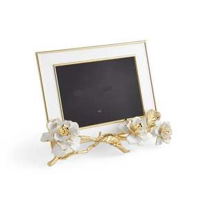Photo <b>Frame</b> Rectangular Floral <b>Picture</b> <b>Frame</b> with <b>White</b> & Gold Gardenia Sculpted <b>Frame</b> - Product Image 3