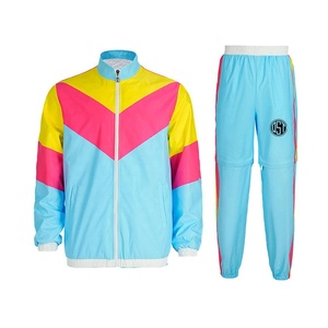 Ensemble de survêtements personnalisés coupe-vent en nylon veste de sport coupe-vent avec fermeture éclair pour hommes et pantalons coupe-vent d'entraînement coupe-vent - Product Image 1