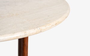 Mesa de Comedor Redonda de Diseño Abacus para 4 Personas, de Madera Maciza con 4 Patas y Cubierta de Mármol, Estilo Moderno para Hogar, Cocina, Restaurante o Cafetería - Product Image 5