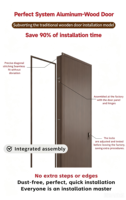 Porte en bois composite écologique (WPC) et aluminium, non toxique, sans formaldéhyde, placage de qualité supérieure, résistance exceptionnelle à l'humidité et au feu, installation rapide
