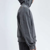 Jersey en blanco de alta calidad para hombre, ropa de calle con capucha, lavado ácido, Sudadera con capucha cuadrada recortada Vintage de peso pesado de gran tamaño