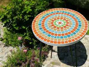 Table d'appoint en mosaïque éblouissante: Art irisé-Table basse bleue-Table d'appoint-Décor de salon-Cadeau - Product Image 6