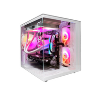 KINGSMAN GAMING White M-ATX ITX Mid Tower PC Case 3 ARGB Fans Panoramic Tempered Glass Window MicroATX USB 3.0 Stock