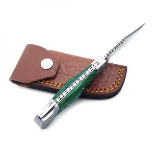 Couteau de poche damas fait main de 6.5 pouces pour hommes couteau pliant avec serrure arrière Camping randonnée couteau de poche pliant - Product Image 3