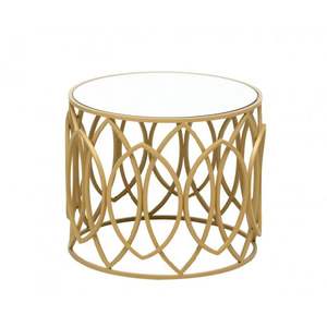 Nouvel arrivage Accessoires de meubles de maison de style luxueux Design géométrique Cadre en métal avec dessus en verre Tables d'angle - Product Image 2