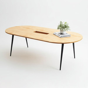 Modern <b>Foldable</b> MDF Oval Conference <b>Table</b> <b>with</b> Cone <b>Legs</b> for Office & Hotel Use - Product Image 1