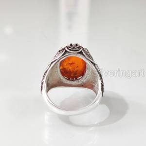Grossiste Bague pour hommes Bague en ambre naturel de la Baltique Pierre précieuse Pierre de naissance Toutes tailles Bijoux de Noël ottoman Bague en argent sterling 925 - Product Image 6