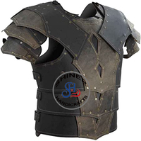 Chaqueta de cuero Medieval para mujer, armadura de recreación SCA, disfraz de Halloween Vikingo, Color negro