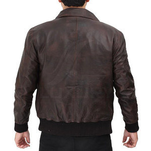 High Quality Men Winter <b>Long</b> Sleeve Stand Collar <b>Leather</b> <b>Jacket</b> with Front Logo Windproof Breathable Fashionable Style - Product Image 3