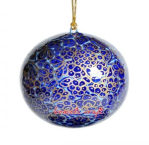 Oiseau bleu et motif floral papier mâché ornements de boule suspendus de Noël ensemble de décor d'arbre fait à la main disponible au prix de gros - Product Image 3