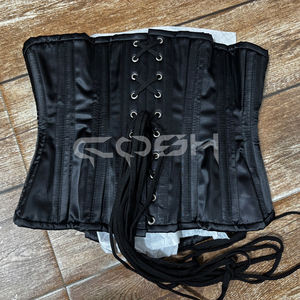 Corsé de satén negro transpirable con estampado de despertar espiritual, con varillas de acero de alta resistencia, el más vendido - Product Image 3