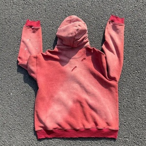 RTS unisexe sweat à fermeture éclair poids lourd surdimensionné Crop Boxy Double fermeture éclair soleil fané Vintage pierre lavage à l'acide à capuche en détresse - Product Image 4