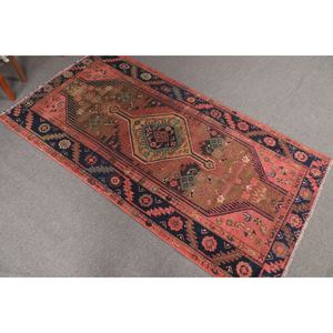 Tapis turc, tapis vintage 3,5x6,6 pieds, tapis géométrique rose et bleu - Product Image 2