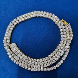 Chaîne de tennis en argent sterling 925 plaqué or avec diamant Moissanite VVS la plus recherchée Bijoux de mode classiques élégants - Product Image 5