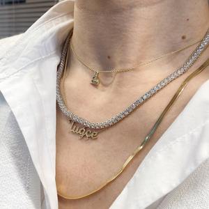 Lujo IGI certificado 14K oro helado diamante tenis collar 925 Plata moissanite corte redondo enlace tenis cadena para Unisex - Product Image 6
