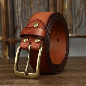 Handmade Unique Style Solid Color Customize Logo Customized Buckle Trendy Brand Custom <b>Genuine</b> <b>Leather</b> <b>Belts</b> - Product Image 3