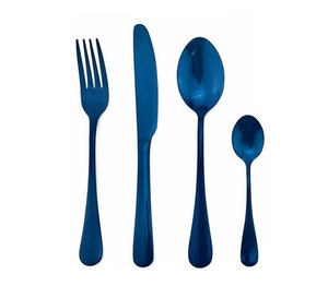 Ensemble de couverts en acier inoxydable de 5 pièces, couteau, fourchette, cuillère, argent, or, métal, hôtel, en vrac, manche carré, argenterie - Product Image 2