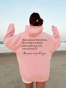 เสื้อสเวตเตอร์แขนยาวป้องกันรอยยับของผู้หญิงเสื้อมีฮู้ดพิมพ์ลายหัวใจโครเมี่ยม - Product Image 5