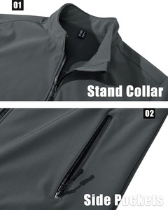 Men Outdoor Canvas Softshell <b>Jacket</b> Stand Collar Breathable Waterproof Windproof Sportswear <b>Hiking</b> Trekking Quilted <b>Jackets</b> - Product Image 2
