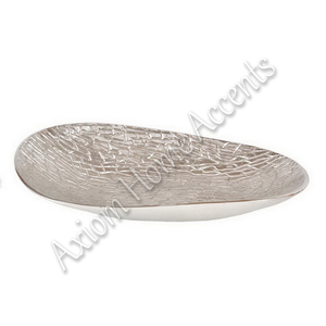 Bol en aluminium poli argenté Feuille de ginkgo Bol à fruits de table de luxe fait à la main Plat de vente en ligne par Axiom Home Accents - Product Image 1