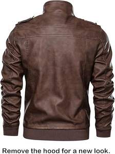 Chaqueta de cuero personalizada de moda Hombres Fabricante OEM Slim Fit Street Style Biker Wear Pedidos a granel Marca - Product Image 6