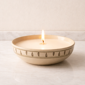 Recipiente de Cerámica para Velas con Patrón Rústico, Tazón Ancho, Acabado Artesanal, Resistente al Calor, Duradero, Reutilizable, para una Sola Vela, Decoración del Hogar - Product Image 1