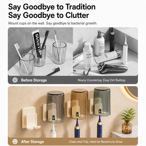 Soporte de pared autoadhesivo de plástico resistente para cepillos de dientes, sin taladro, mini portavasos invertido para secado por goteo en cocina - Product Image 2