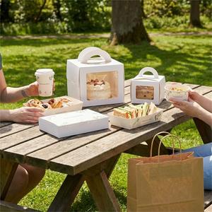 Boîte en carton élégante style pâtisserie avec poignée pour gâteaux Bundt à l'orange, lot de <span class=keywords><strong>2</strong></span> avec fenêtre transparente, motif fruits, emballage - Product Image 2