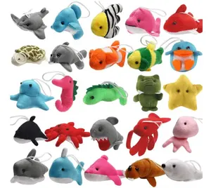 Vente en gros de 30 modèles de mini animaux de l'océan créatures de la mer en peluche porte-clés pour fête d'enfant