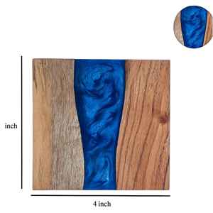 Dessous de verre de résine époxy en bois d'acacia de luxe | Dessous de verre de tasse de thé de café artisanal | Protecteur de table décoratif pour bureau à domicile - Product Image 3