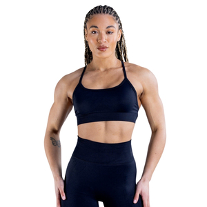 Soutien-gorge de sport sans couture en spandex/nylon respirant de haute qualité, à séchage rapide et personnalisable pour femmes avec logo à l'avant - Product Image 4