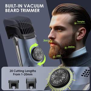 Tondeuse à barbe à longueur réglable pour hommes, lame en acier inoxydable, rechargeable, alimentation électrique/cordon USB, rasoir électrique - Product Image 1