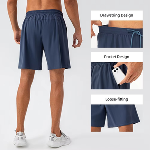 Logo personnalisé OEM Short de course et d'entraînement sportif à séchage rapide pour hommes, vêtements de sport athlétiques, taille élastique, motif solide, toile - Product Image 5