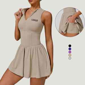 Falda y Top Deportivos Exclusivos de Malla de Poliéster Flexible, Ligeros, Elegantes y con Estilo para Golf y Uniformes de Tenis Femeninos - Product Image 1